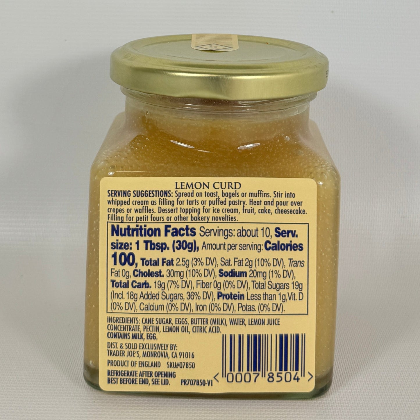 Trader Joe's Lemon Curd — 10.5 oz (298 g)
